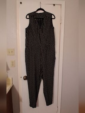 Lucky Brand Black and White Sleeveless Printed Jumpsuit